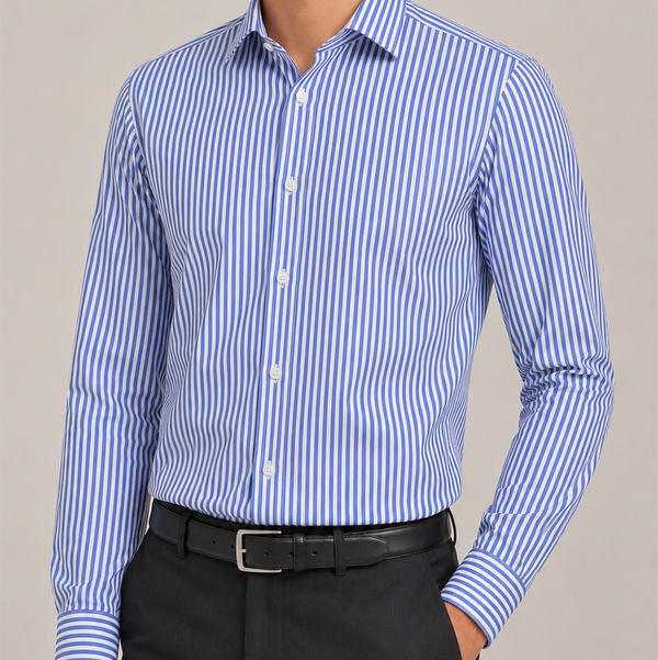 Genova Royal Blue Pencil Stripe Shirt