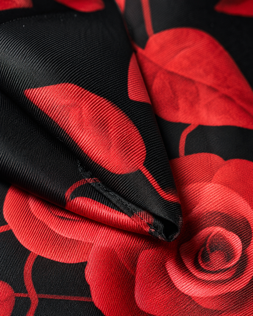 Noir Rose Silk Pocket Square