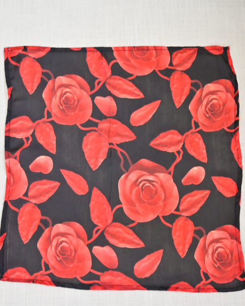 Noir Rose Silk Pocket Square