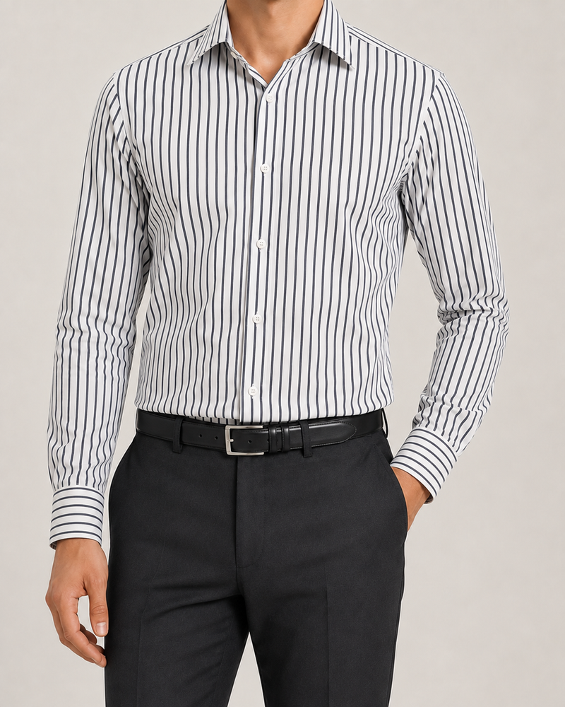 Milano Noir Banker Stripe Shirt
