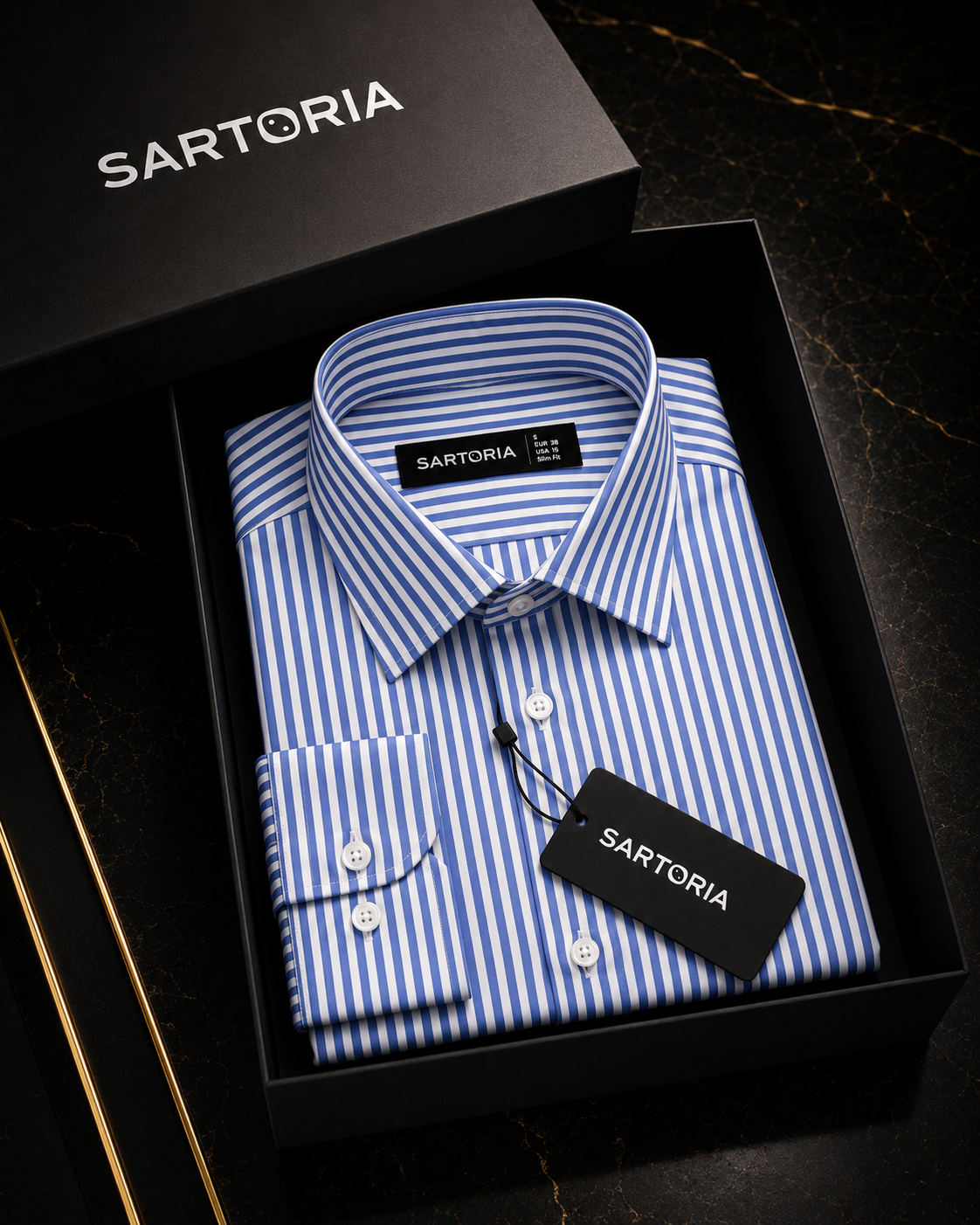 The Genova Royal Blue Pencil Stripe Shirt