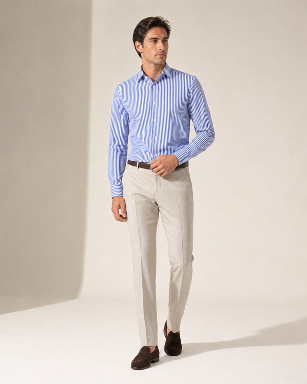 Genova Royal Blue Pencil Stripe Shirt