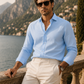 Plain Blue Cotton Formal Shirt