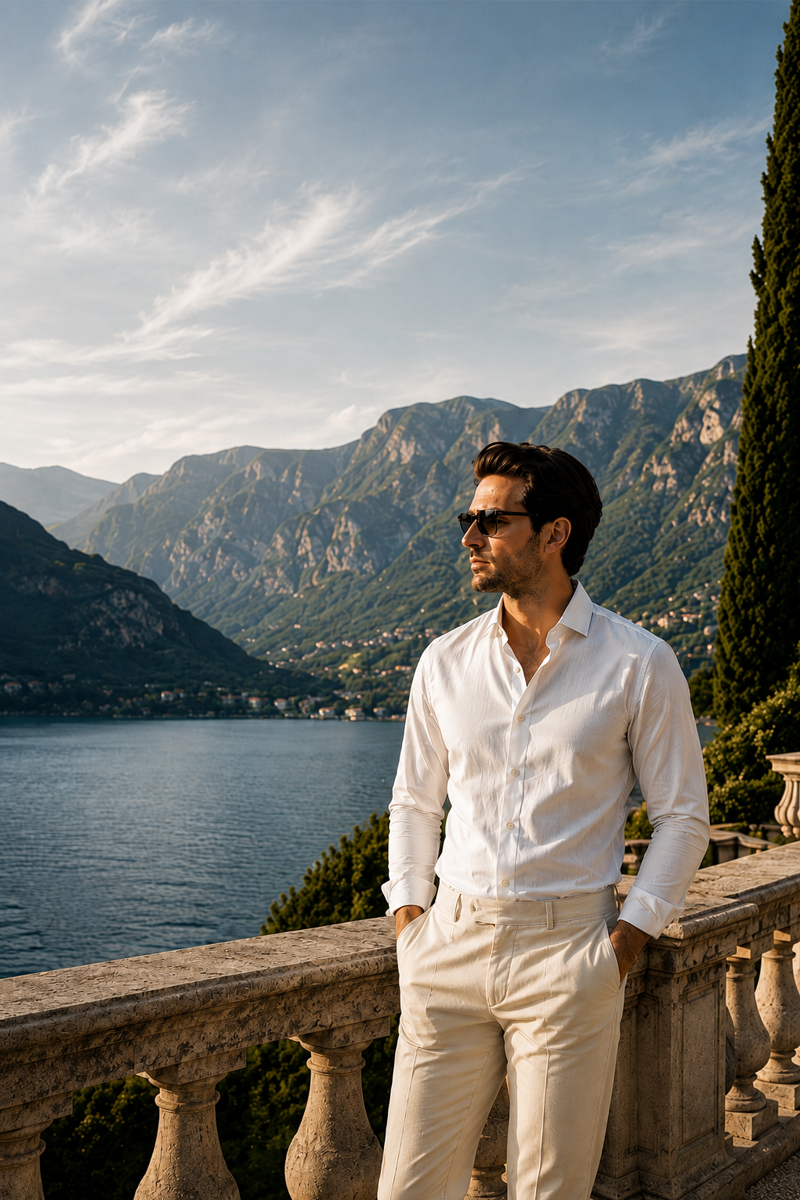 Self Lining White Cotton Shirt