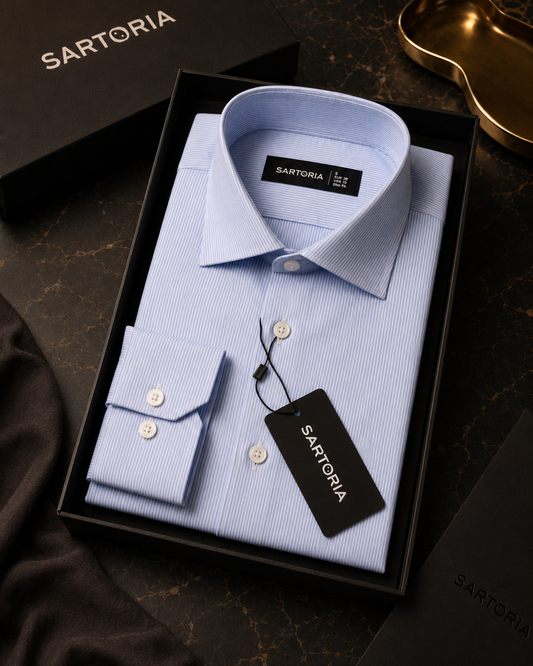 The Cortina Ice Blue  Pinstripe Shirt