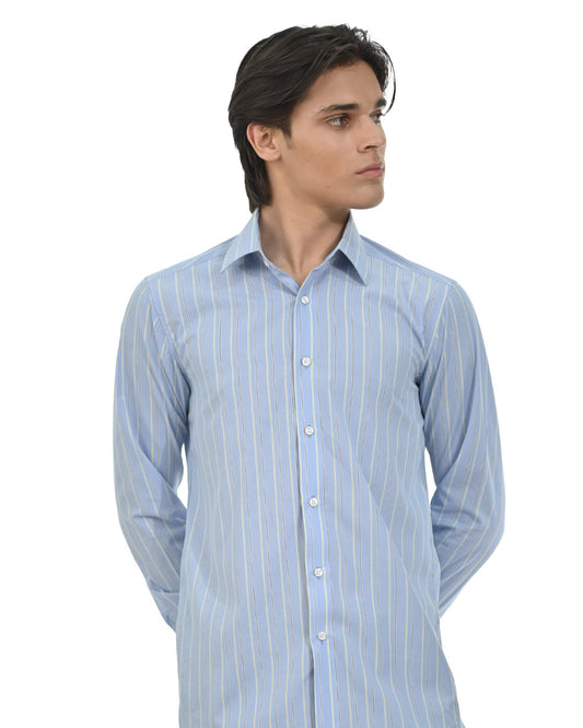Sky Blue & White Striped Shirt