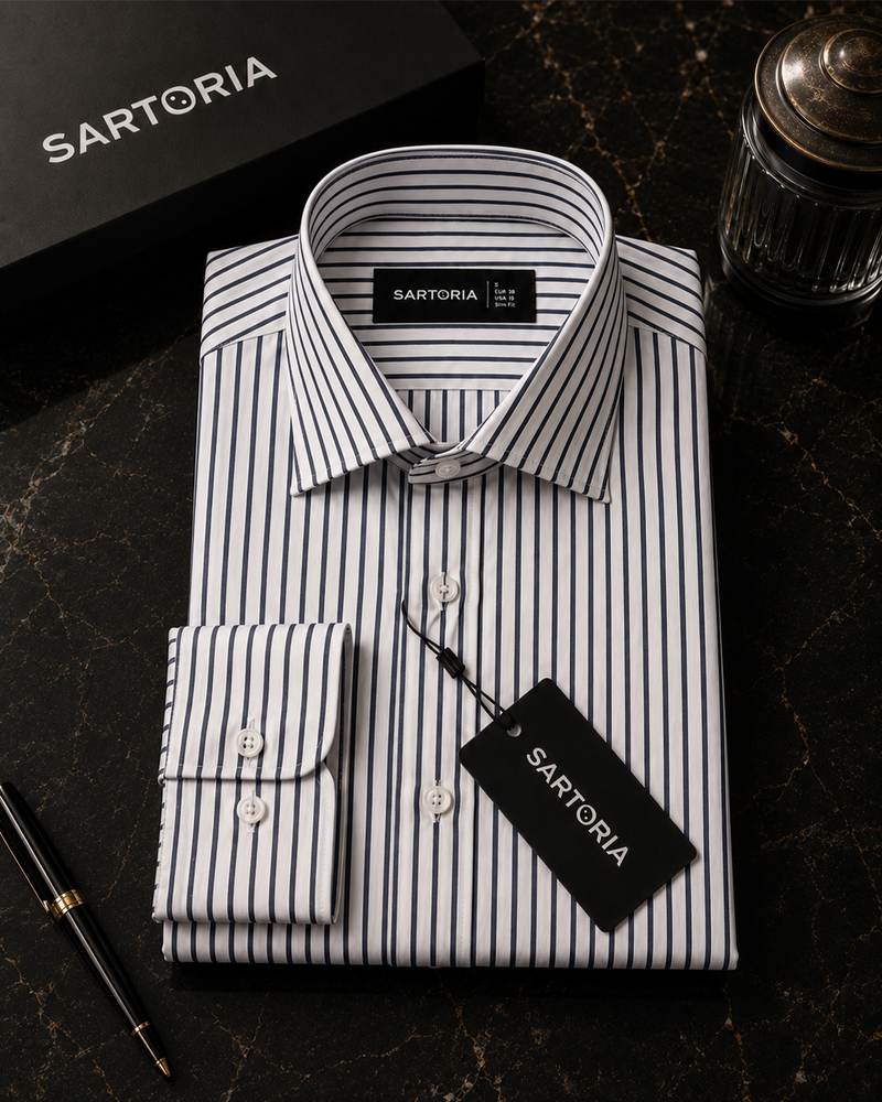 Milano Noir Banker Stripe Shirt