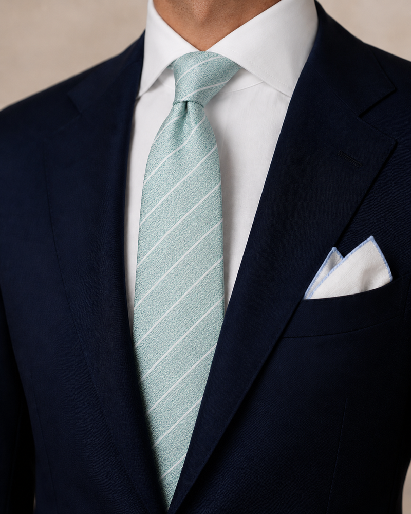 Como Aqua Striped Jacquard Tie