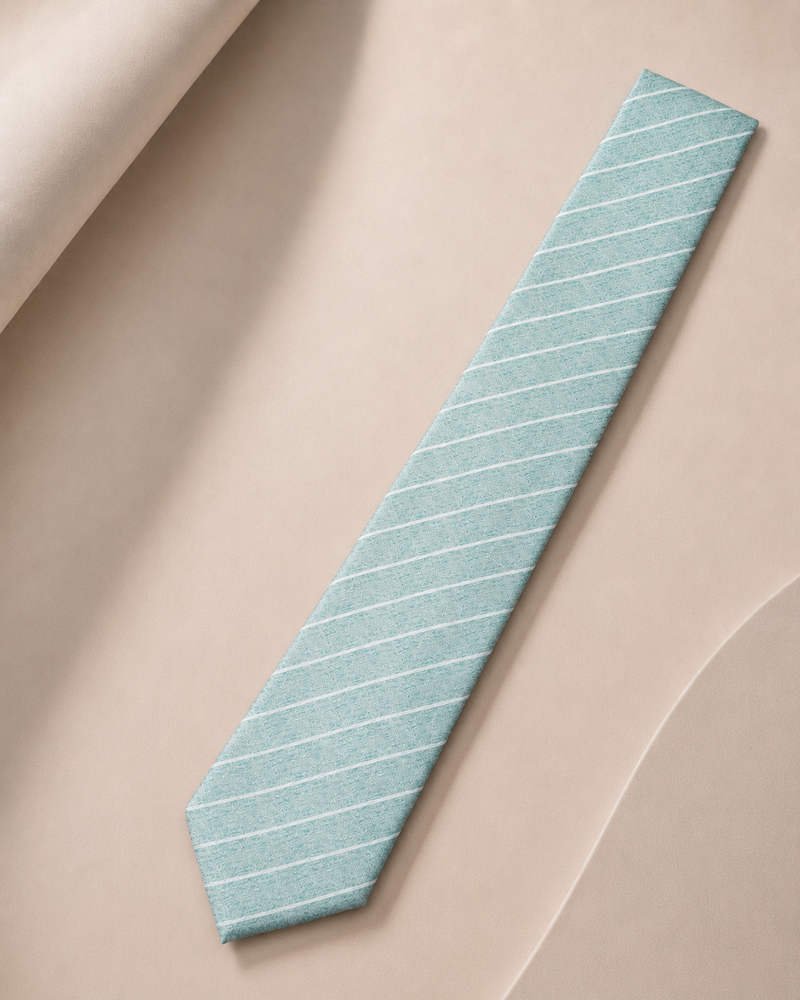 Como Aqua Striped Jacquard Tie