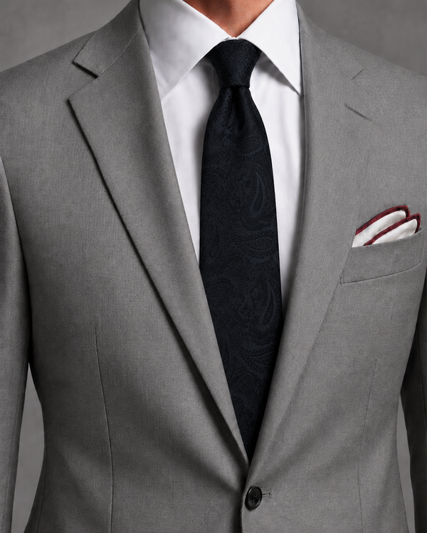 Venezia Nero Tonal Paisley Tie