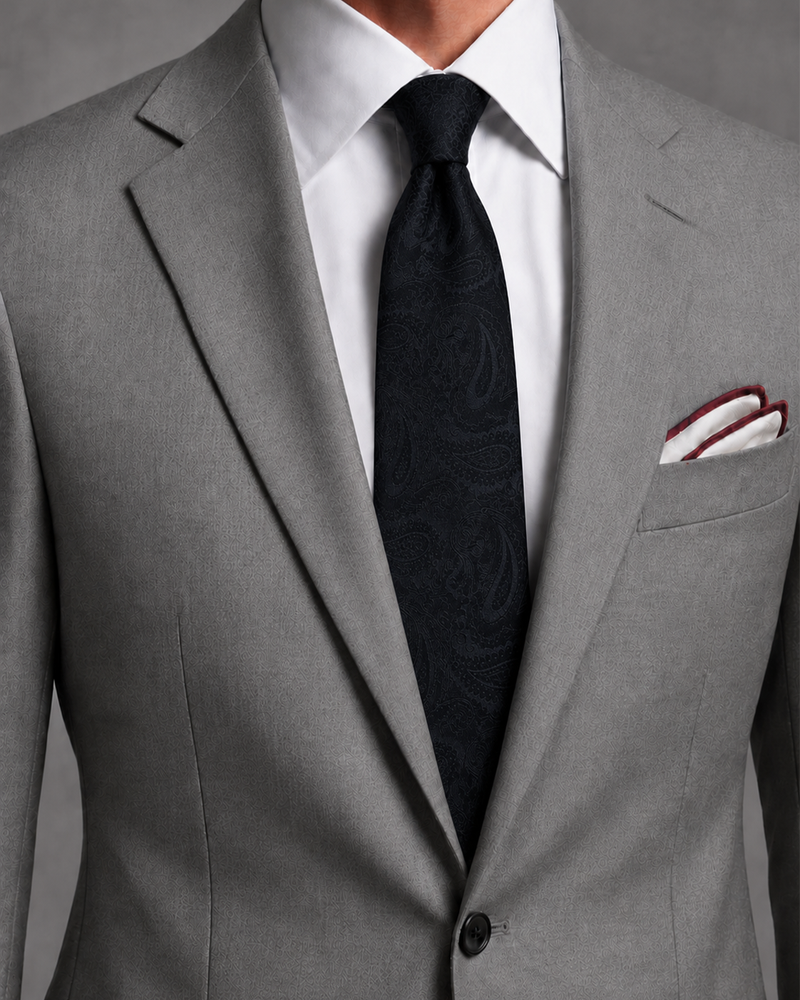 Venezia Nero Tonal Paisley Tie