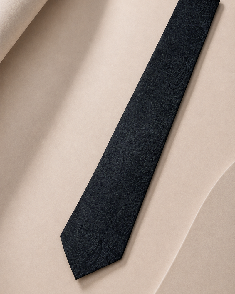 Venezia Nero Tonal Paisley Tie