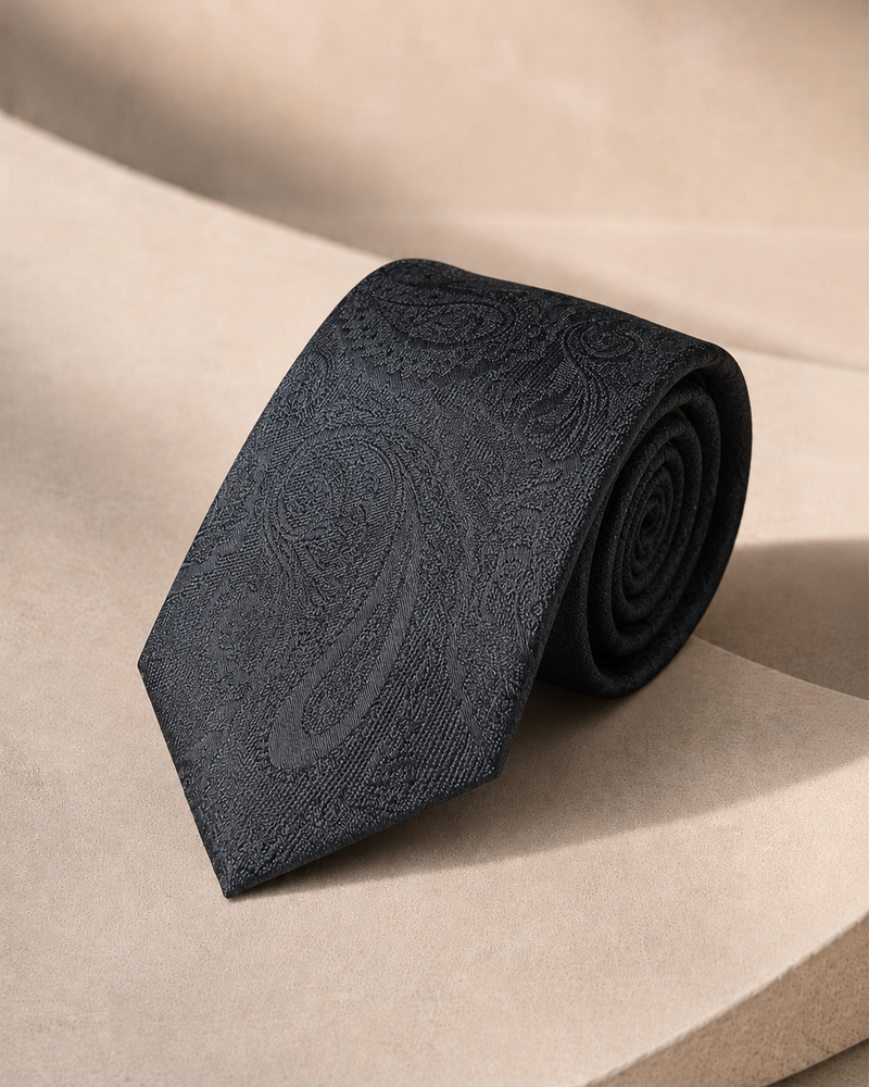 Venezia Nero Tonal Paisley Tie
