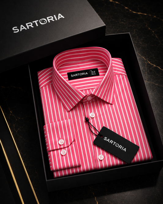 The Verona Crimson Candy  Stripe Shirt