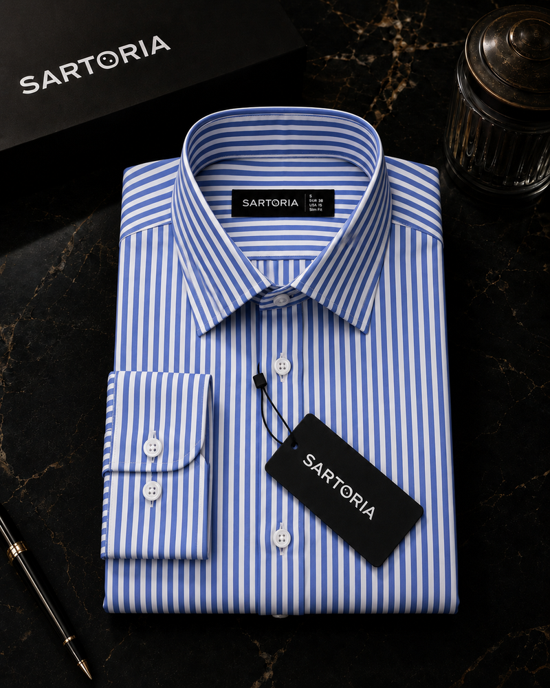 Genova Royal Blue Bengal Stripe Shirt