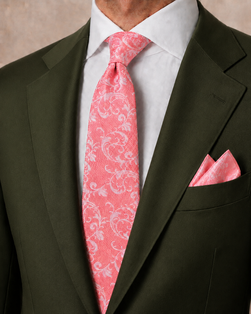 Salmone Scroll Jacquard Tie