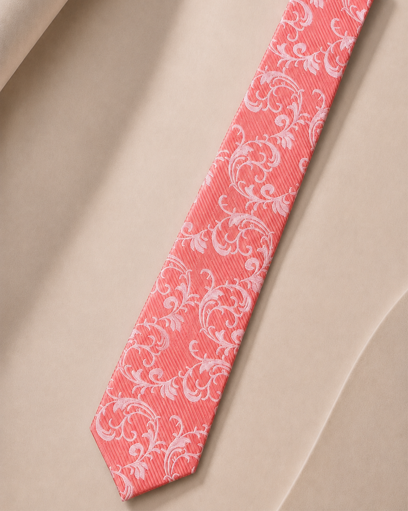 Salmone Scroll Jacquard Tie