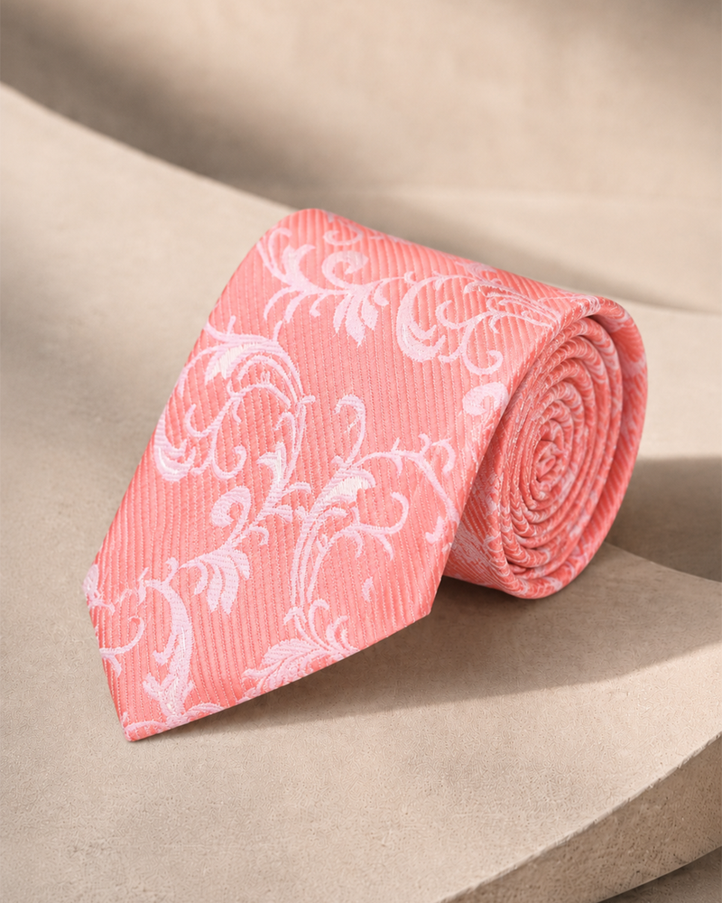 Salmone Scroll Jacquard Tie