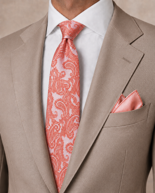 Amalfi Coral Paisley Jacquard Tie