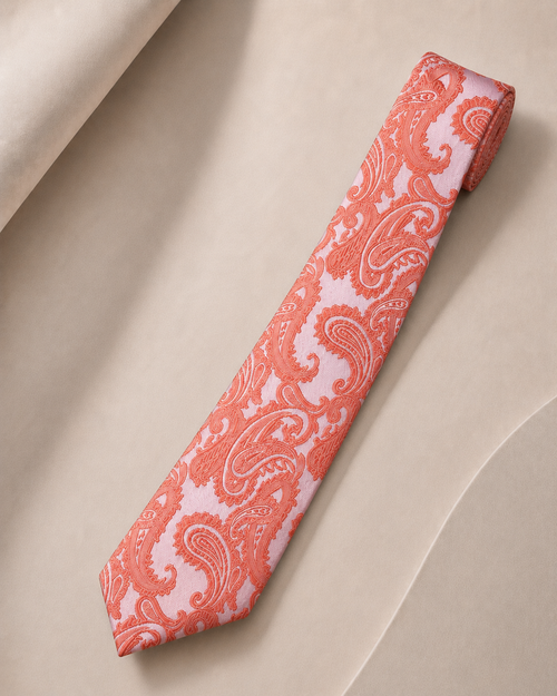Amalfi Coral Paisley Jacquard Tie