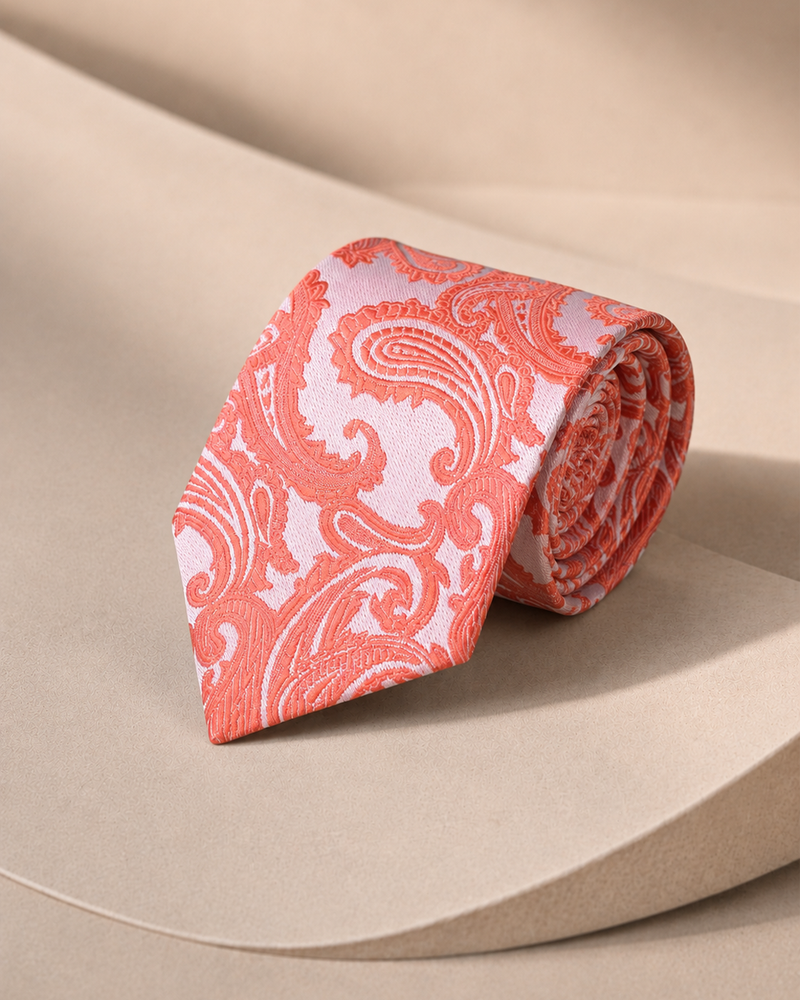 Amalfi Coral Paisley Jacquard Tie
