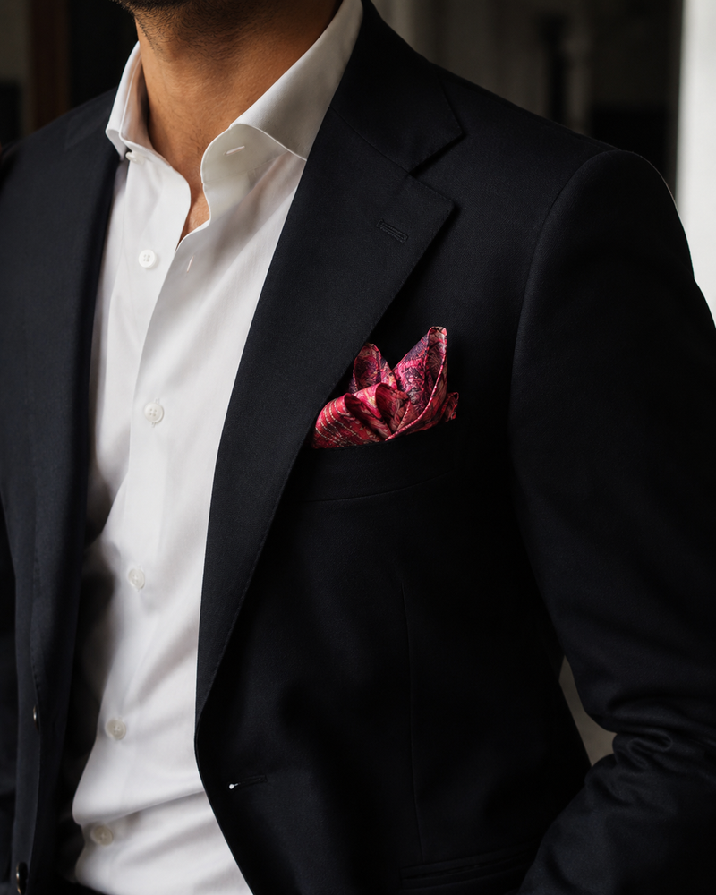 Rosso Abstract Silk Pocket Square