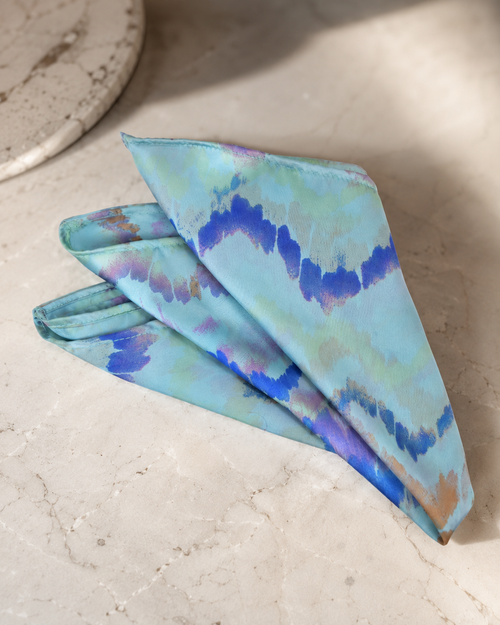 Aqua Mirage Silk Pocket Square