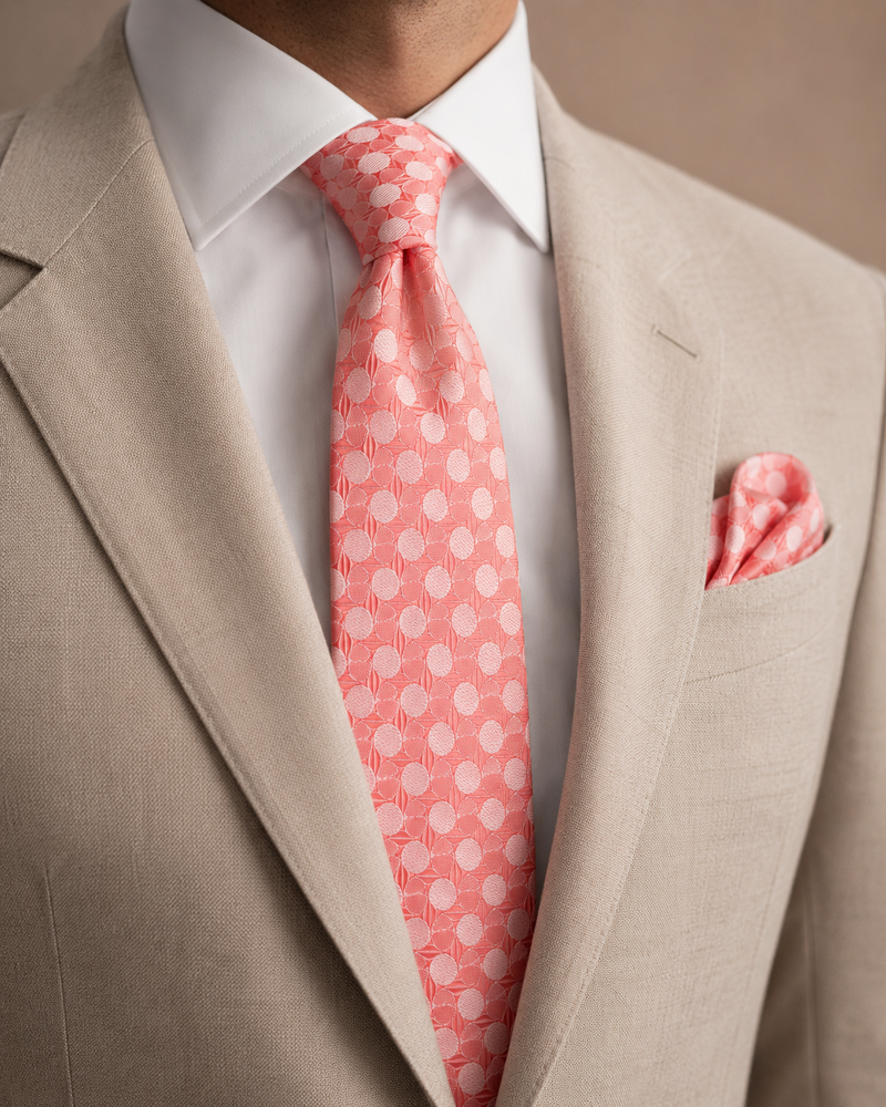 Palermo Coral Dot Jacquard Tie