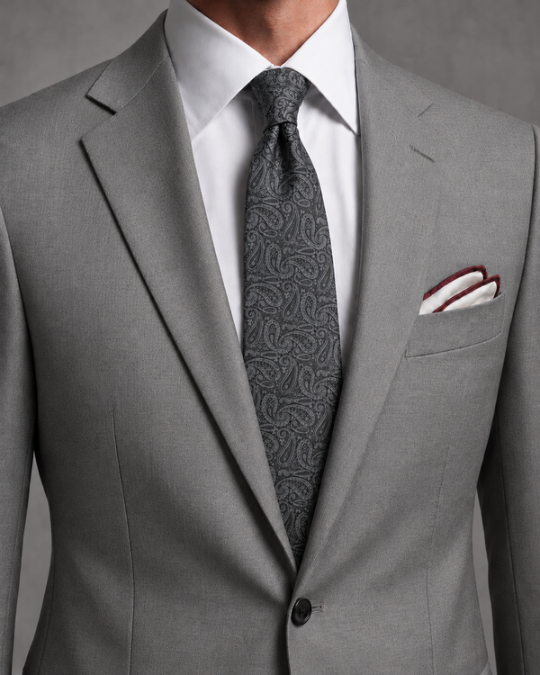 Roma Charcoal Tonal Paisley Tie