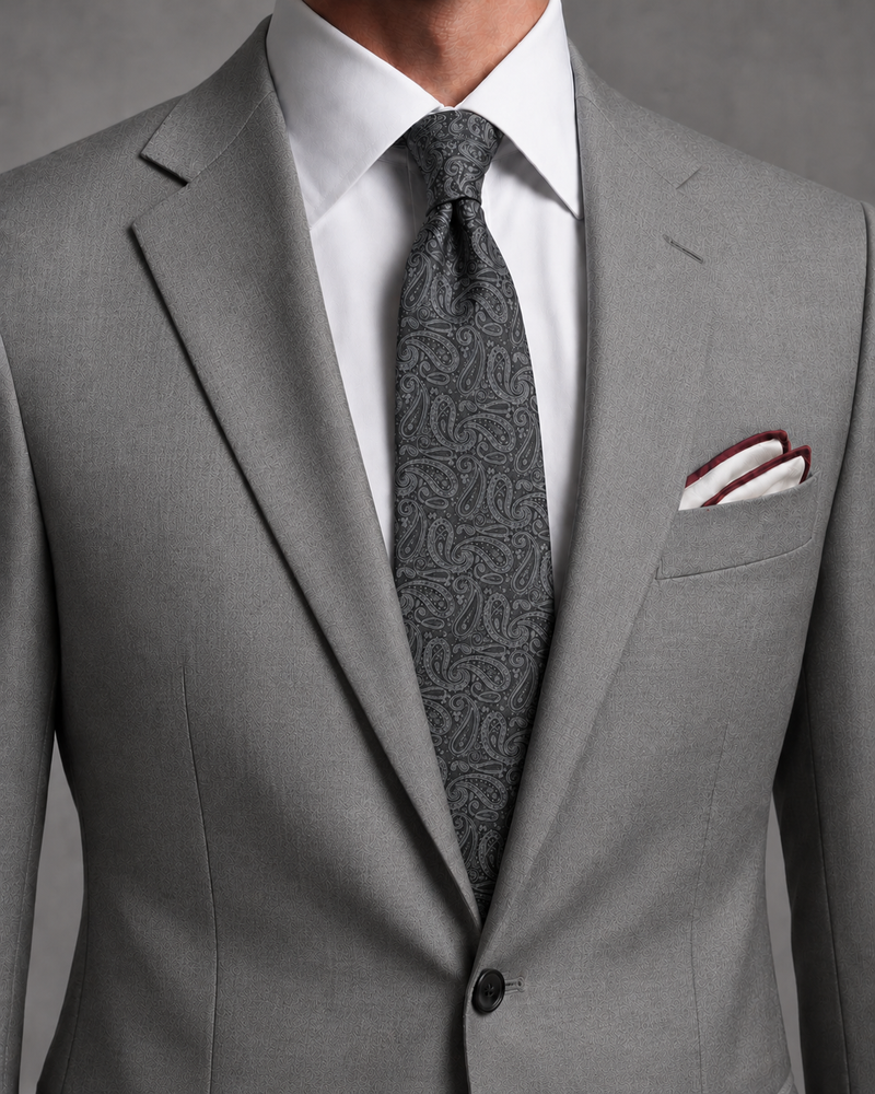 Roma Charcoal Tonal Paisley Tie